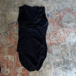 black vneck leotard